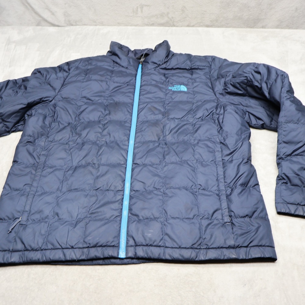 North Face Down Jacket Mens XL Blue Thermoball Insulated Light Pack Quilted Puff